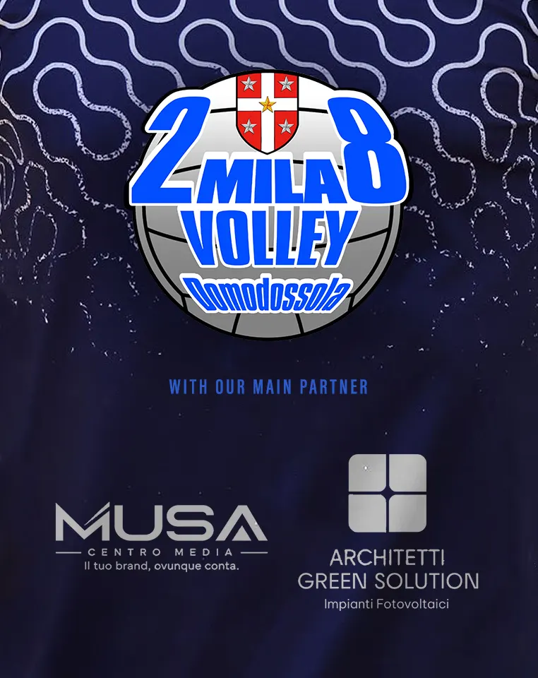 2mila8 Volley Domodossola con i main partner MUSA Centro Media e Architetti Green Solution, impianti fotovoltaici